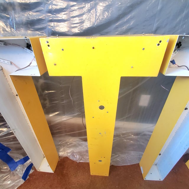 Vintage 38" Architectural Salvage Sign Letter "T" For Sale - Image 4 of 10