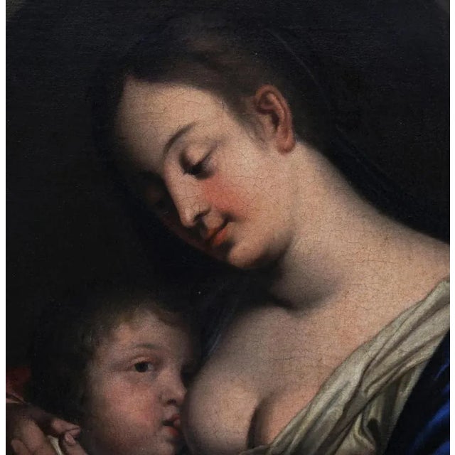 Baroque Flemish School Artist, Virgin of the Milk, 17th Century, Oil on Canvas, Framed For Sale - Image 3 of 7