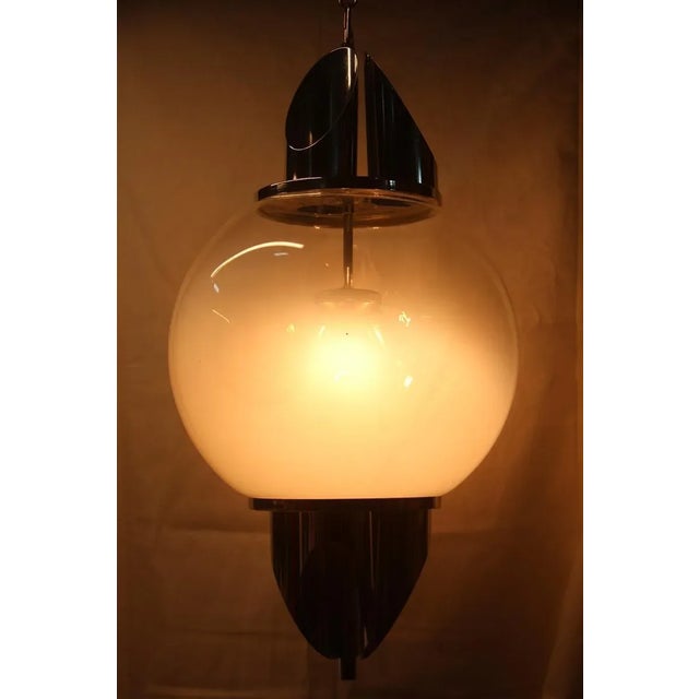 Chromed Metal and Murano Glass Ceiling Lamp from Selenova, 1970s For Sale - Image 6 of 9