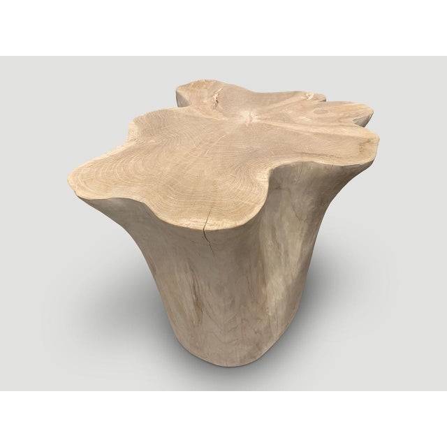 Andrianna Shamaris St. Barts Bleached Teak Side Table or Pedestal For Sale - Image 9 of 18