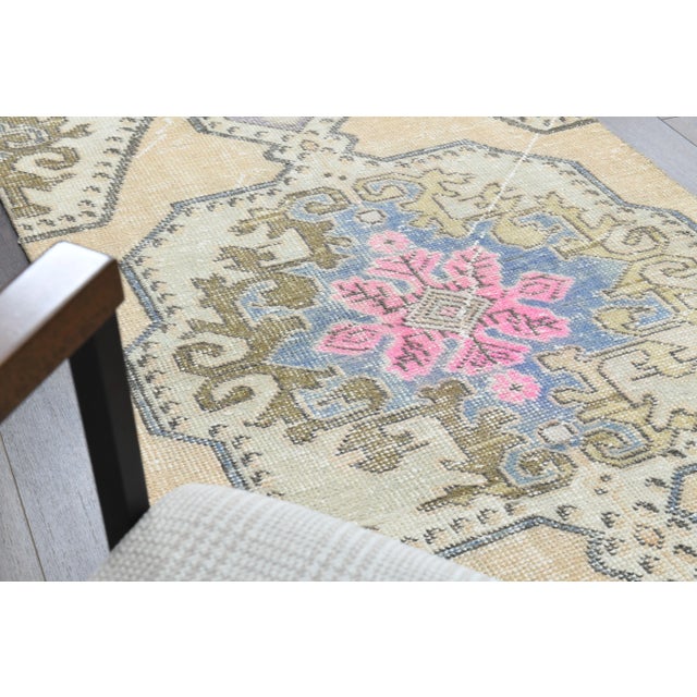 Vintage Turkish Oushak Handmade Wool Cotton Orange Runner Rug For Sale - Image 9 of 11