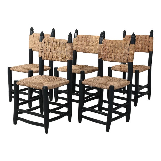 Moroccan Wooden Chairs, 1960s, Set of 5 For Sale