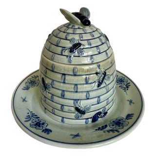 Royal Delft Blue Holland Figurative Beehive Honey Pot Dish For Sale