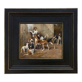 "Waiting for the Hunt" Contemporary Reproduction Print on Canvas After John Emms, Framed For Sale