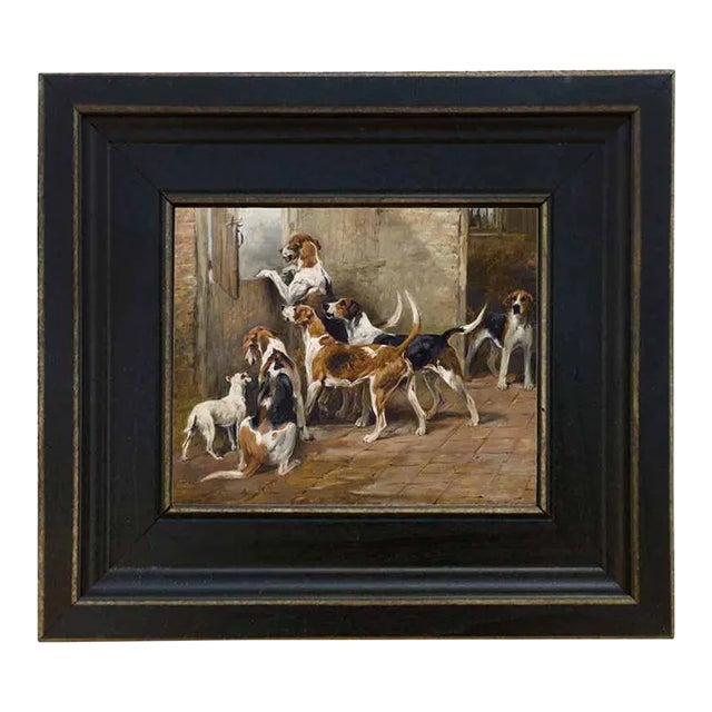 "Waiting for the Hunt" Contemporary Reproduction Print on Canvas After John Emms, Framed For Sale