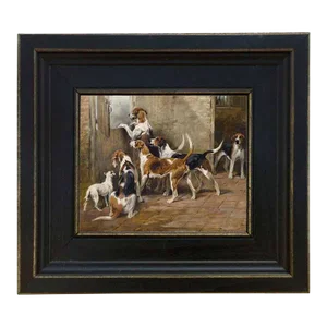 "Waiting for the Hunt" Contemporary Reproduction Print on Canvas After John Emms, Framed