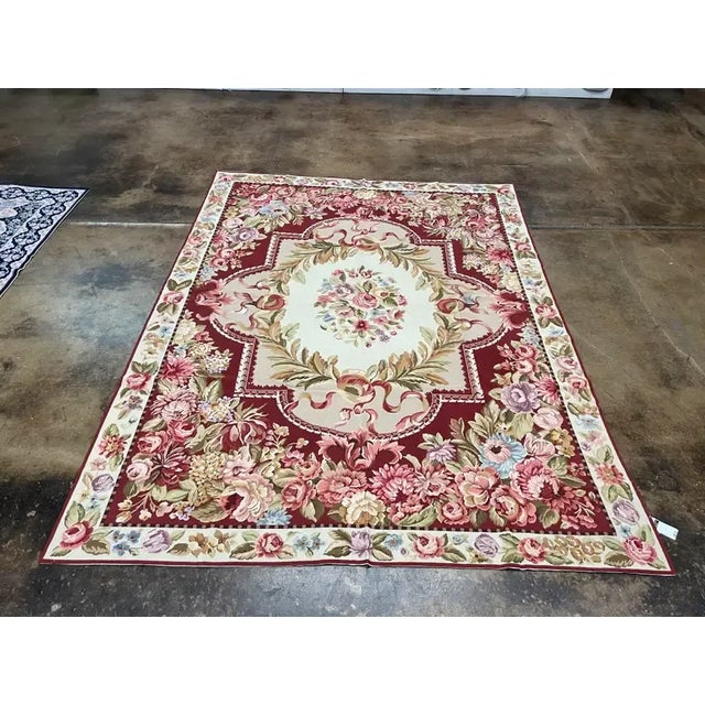 Textile Handwoven Needlepoint French Style Rug 8'0" X 10'0" For Sale - Image 7 of 7