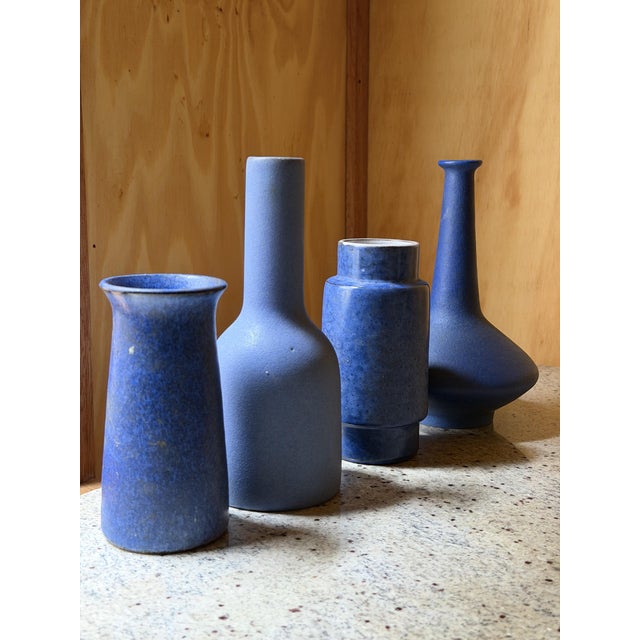Mid-Century Blue Studio Pottery Vases from Ceramano & Zaalberg, Europe, 1960, Set of 4 For Sale - Image 6 of 18