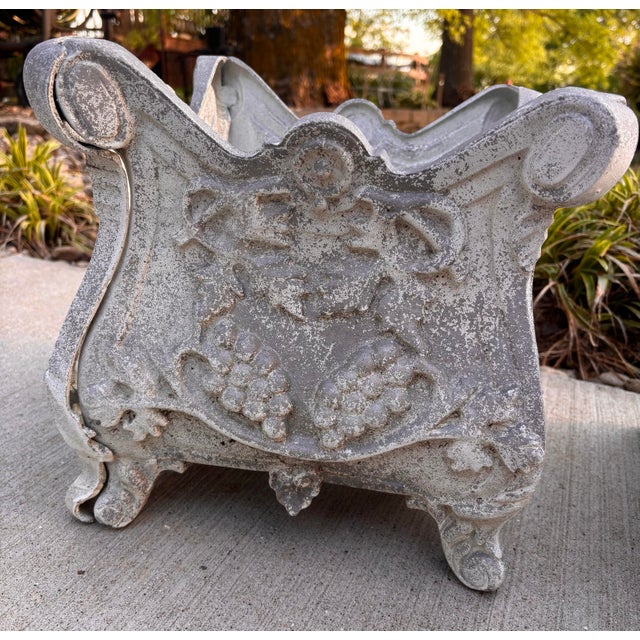 Antique French Rococo Cast Iron Jardinieres Planters, a Pair For Sale - Image 10 of 12