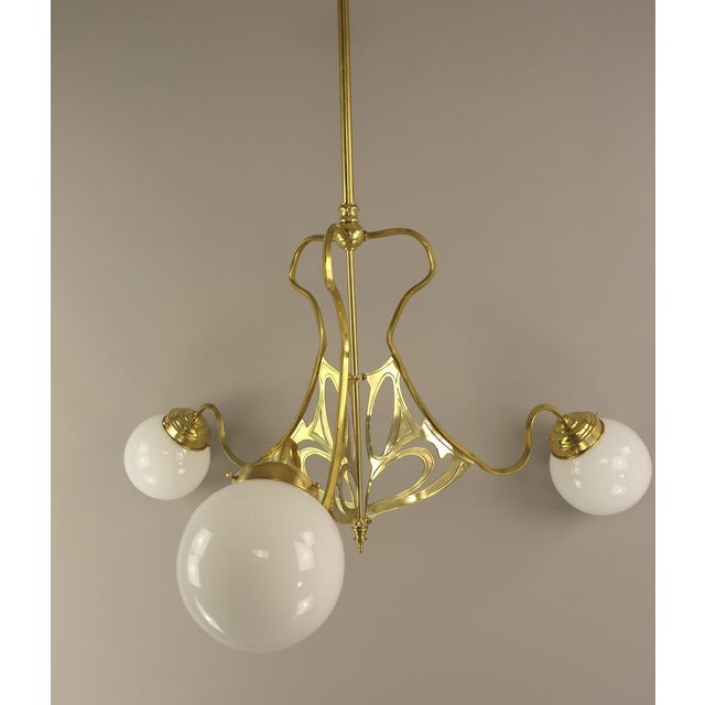 Art Deco Chandelier with Opalglass Shades, Vienna, 1920s For Sale - Image 13 of 18