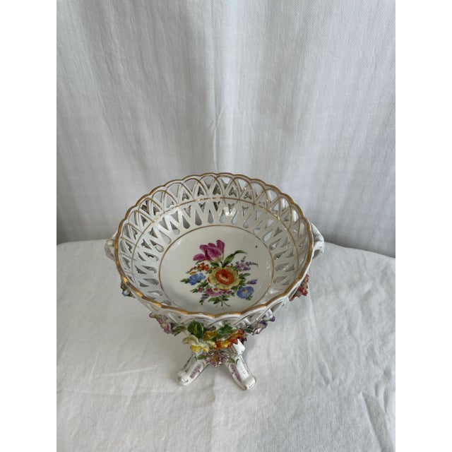 Ceramic Antique Dresden Porcelain Compote For Sale - Image 7 of 9