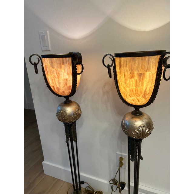 1980s Pair of Stunning Vintage Maitland Smith Penshell Floor Lamps For Sale - Image 5 of 15