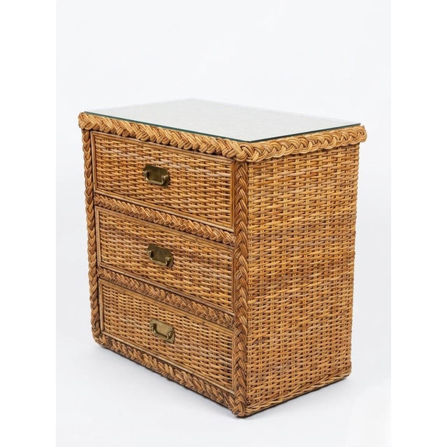 Coastal Vintage Coastal Braided Rattan Chest of Drawers For Sale - Image 3 of 7