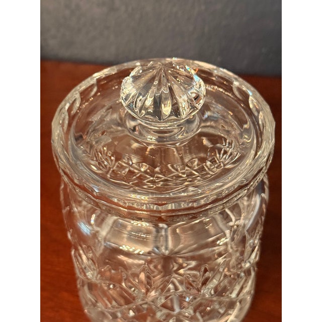 Vintage Crystal Cut Glass Biscuit - Cookie - Candy Jar - Pineapple Cut For Sale - Image 11 of 14
