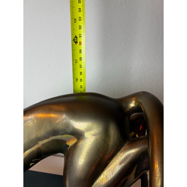 Vintage 1987 Solid Brass Panther Sculpture on Black Base – 23” Long, 14.8 LBS For Sale - Image 10 of 12
