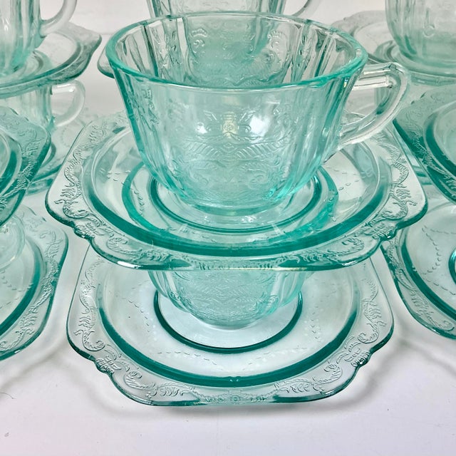 1970s 1970s Vintage Art Deco Hollywood Regency Indiana Glass Co. Recollection Cups & Saucers - Set of 30, 15 Settings For Sale - Image 5 of 9
