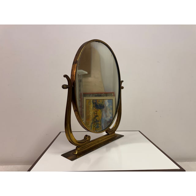 1950s Mid-Century Italian Brass Vanity or Dressing Table Mirror, 1950s For Sale - Image 5 of 15