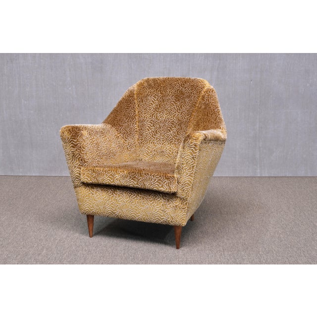 Bronze Patterned Velvet Armchair attributed to Ariberto Colombo, Italy, 1950s For Sale - Image 15 of 17