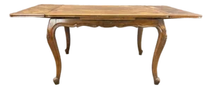 Antique French Provincial Draw Leaf Dining Table | Parquet Oak Louis XV Farmhouse (Circa 1870)
