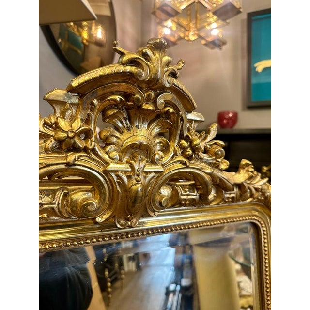 Rococo Antique French Ornate Gold Gilt Mirror, 1850 For Sale - Image 3 of 15