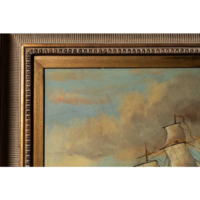 Traditional Mid Century British Sailing Ship Maritime Oil Painting For Sale - Image 3 of 8