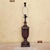 Vintage Traditional Wood-Look Urn Table Lamp With Floral Botanical Shade For Sale In Washington DC - Image 6 of 18
