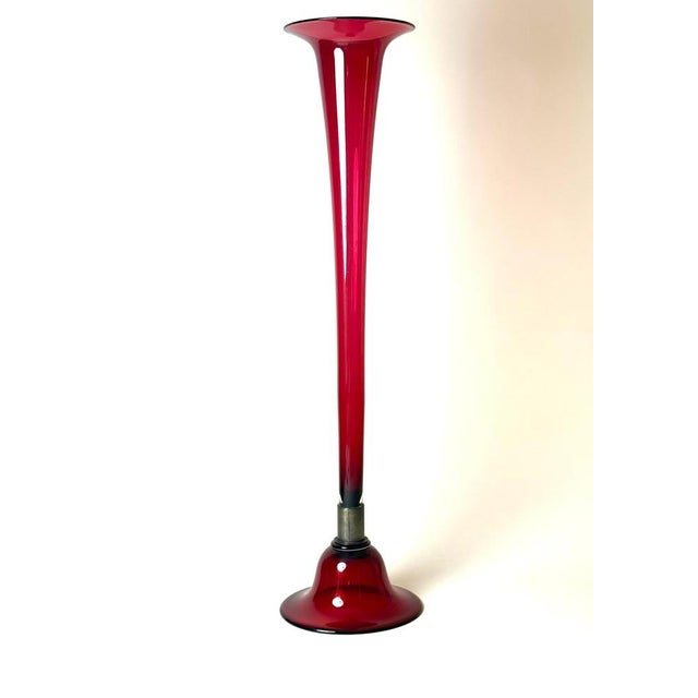 Art Glass Murano Ruby Red Floor Vase, Italy, 1960s For Sale - Image 18 of 18