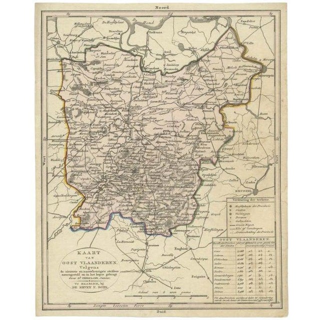 Antique Map of East Flanders, 1840 For Sale - Image 5 of 5