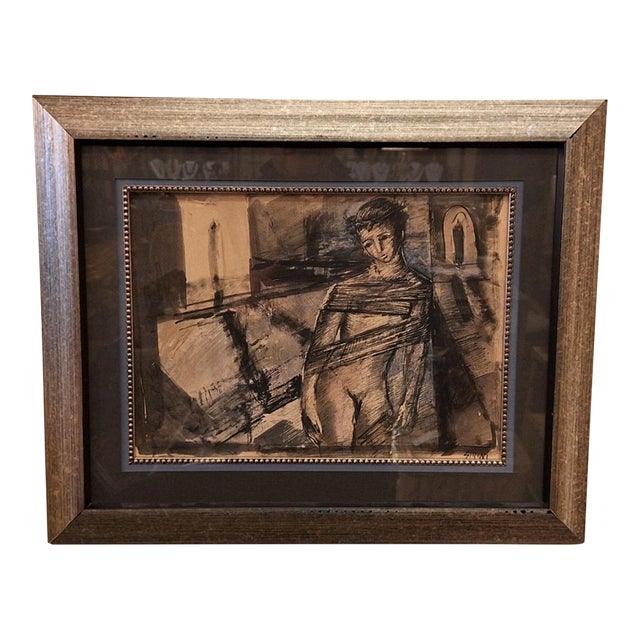 1930s Mario Sironi Italian Artist Mixed Media Painting, Framed For Sale
