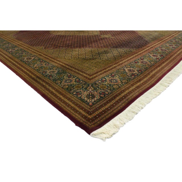 76693 Vintage Wool & Silk Persian Mahi Tabriz Rug, 09'10 x 13'01. Persian Mahi Tabriz rugs, crafted in the historic city...