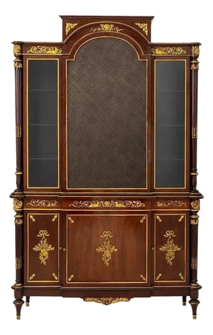Exquisite French 19th C Louis XVI Style Ormolu Mahogany Bibliotheque Cabinet