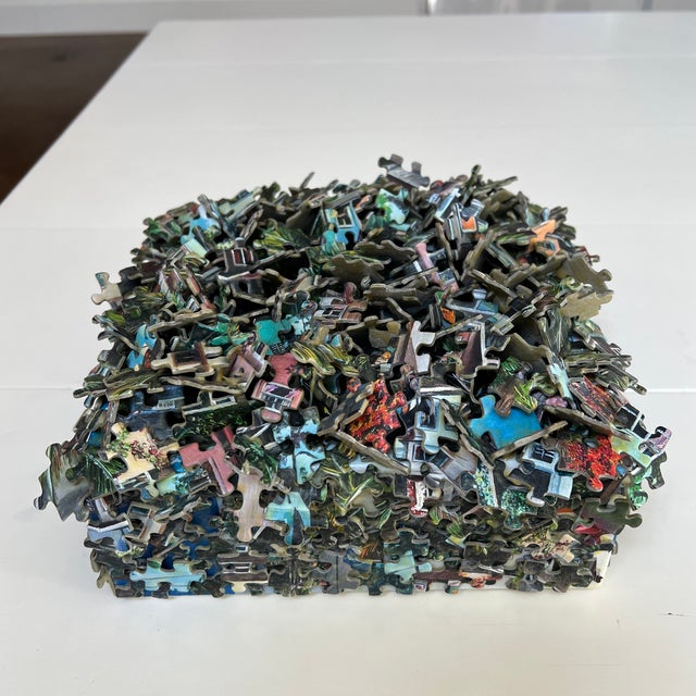 Artist: Jeffrey Wilcox Paclipan Handsculpted Puzzle Works Easy to hang or use a a tabletop sculpture Signed on the Reverse