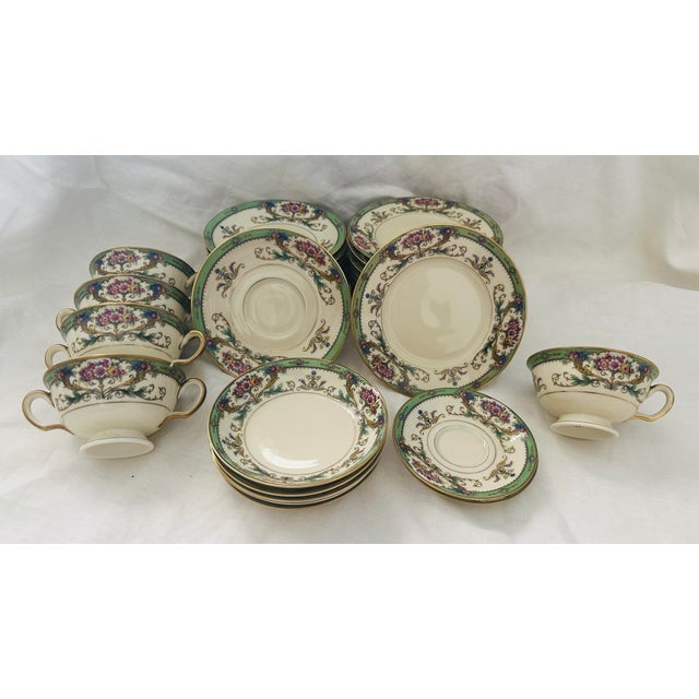 Metal Vintage Black Knight "Hathaway" 34 Piece China Set For Sale - Image 7 of 11