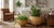 A beautifully crafted pair of vintage globe-form decorative planters featuring tightly wrapped reed construction over...