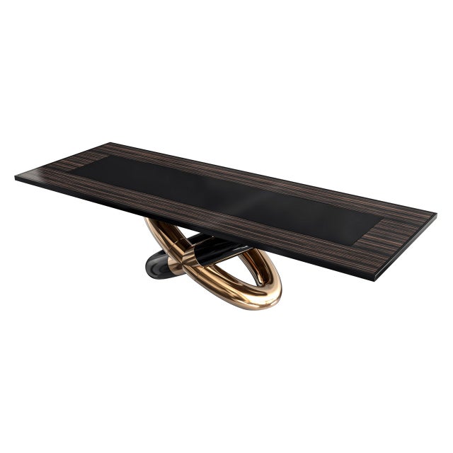 Not Yet Made - Made To Order "Mise en Place" Dining Table, With Bronze, Stainless Steel, Zebra Wood For Sale - Image 5 of 7
