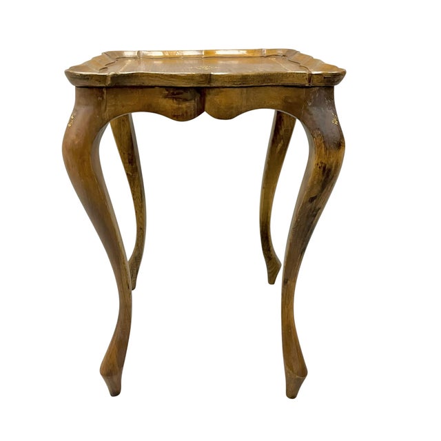 Hollywood Regency Vintage Franco Tacchi Florentine Italian Wood Set of 3 Nesting Tables For Sale - Image 3 of 17