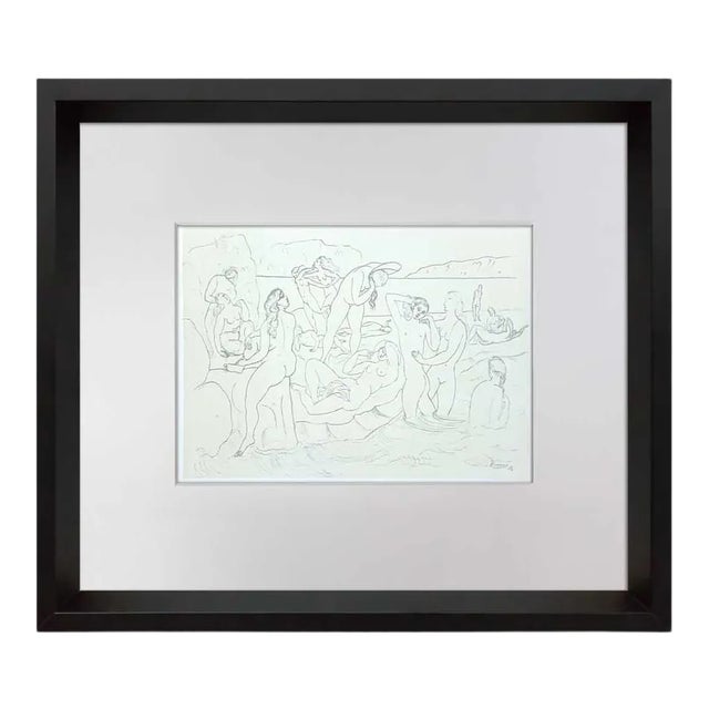 Pablo Picasso "Bathers" Limited Edition Lithograph, Signed in Matrix, 1946, Custom Framed For Sale
