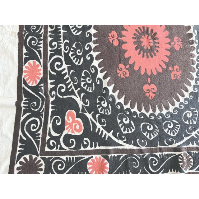 Textile Decorative Vintage Suzani Tablecloth From Uzbek For Sale - Image 7 of 8