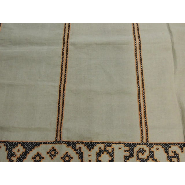 Vintage Orange and Black Embroidered Large Textile Wall-Hanging For Sale - Image 4 of 11