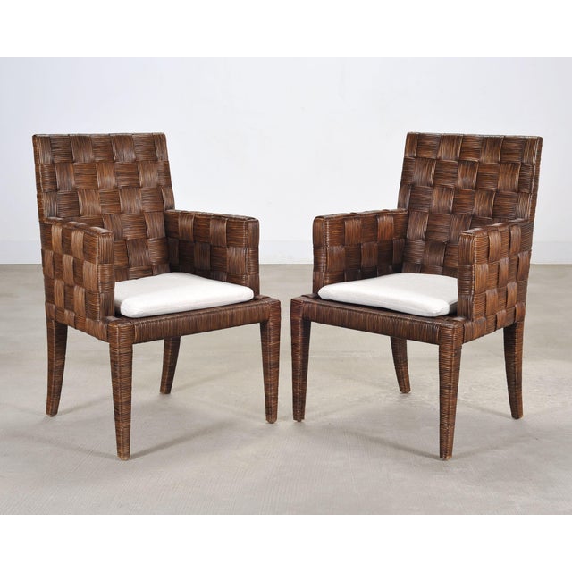 Wood Set of Four John Hutton for Donghia Block Island Cane Armchairs For Sale - Image 7 of 18