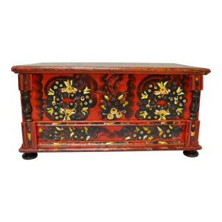 Hungarian Pine Trunk or Blanket Chest in Original Paint For Sale