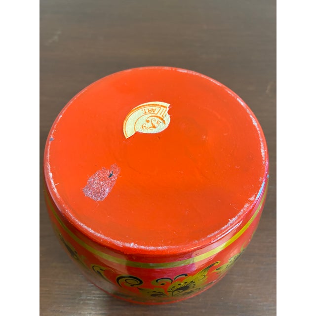 Wood Vintage Hand Painted Folk Art Wooden Bowl For Sale - Image 7 of 9