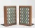 Iconic walnut and ceramic tile plinth bookends, designed by Jane and Gordon Martz of Marshall Studios. 1960s. One retains...