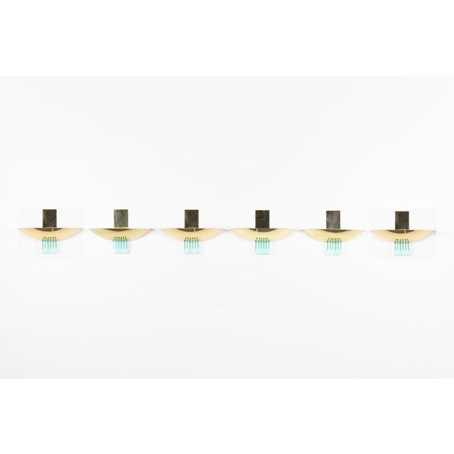 Gold Italian Wall Lights in Gilt Metal and Glass, 1950s, Set of 2 For Sale - Image 8 of 9