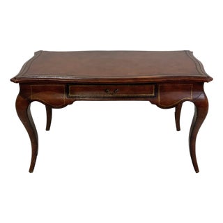 Vintage French Louis XV Style Wrapped Leather Writing Desk For Sale