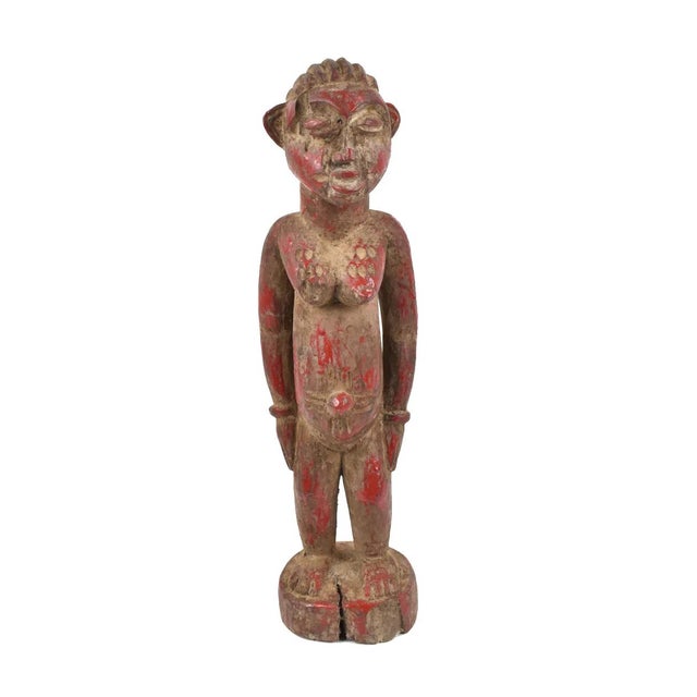 African Early 20th Century Senufo Red Painted Figure Côte d'Ivoire For Sale - Image 3 of 7