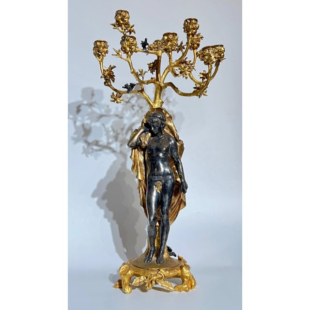 Traditional Exceptional 19th Century French Gilt and Silvered Bronze Candelabras - A Pair For Sale - Image 3 of 12