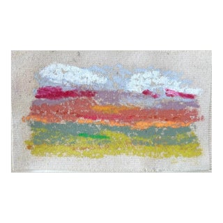 Small Abstract Montana Landscape Drawing on Raw Canvas For Sale