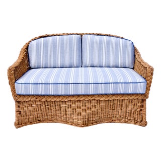 Michael Taylor Wicker Loveseat Sofa For Sale
