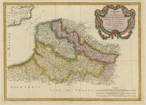 Decorative Map of the French Regions of Picardy, 1780